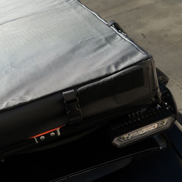 "PACKOUT"- PREASSEMBLED Soft top Rooftop Tent (Universal Fit) - Black/Rhinotec Cover + Grey/Org Tent - 45x78"